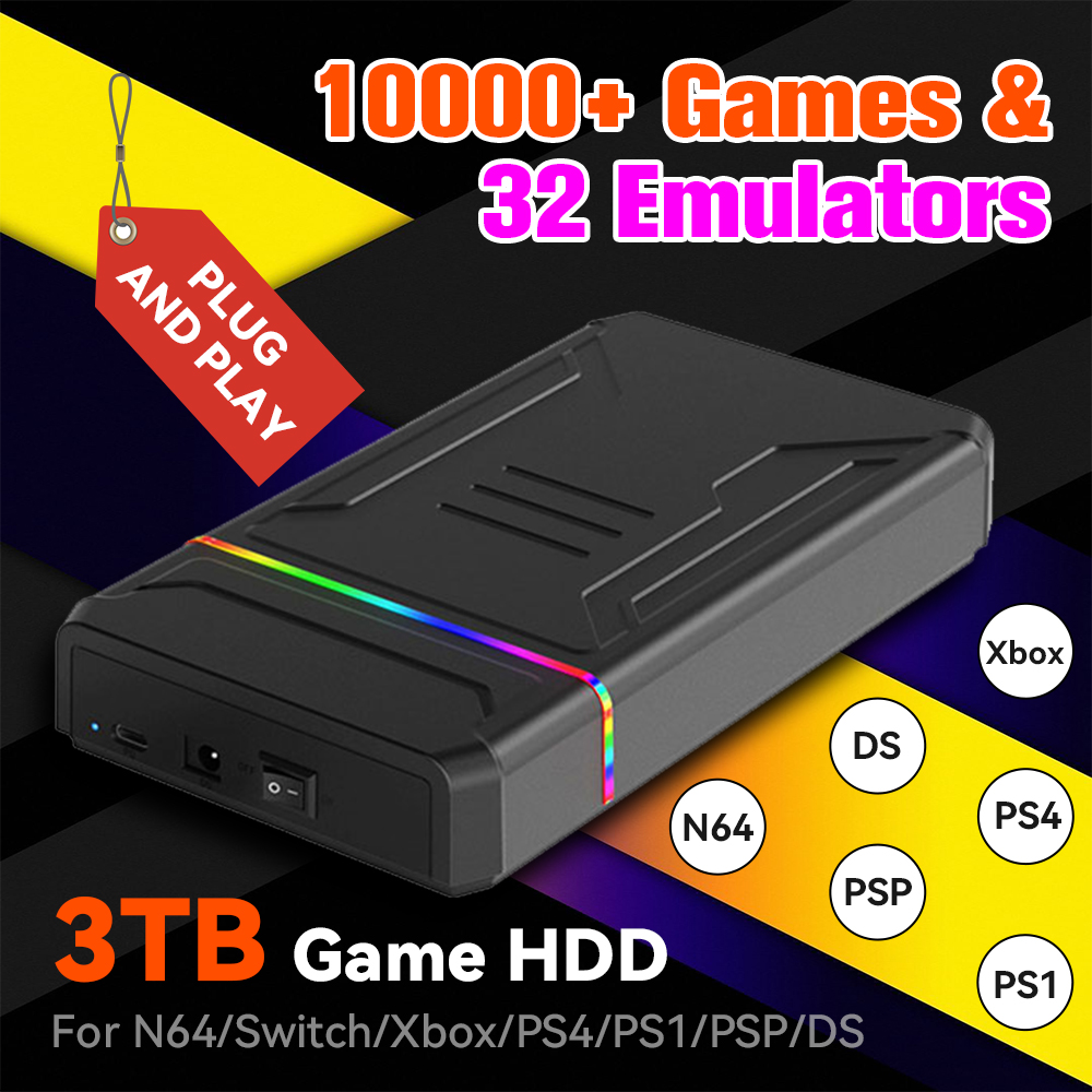 Retro Gaming Xbox - 3 TB externer Retro-Spiele-HDD-Emulator für N64/Xbox/Switch/PS4/PS1/DS