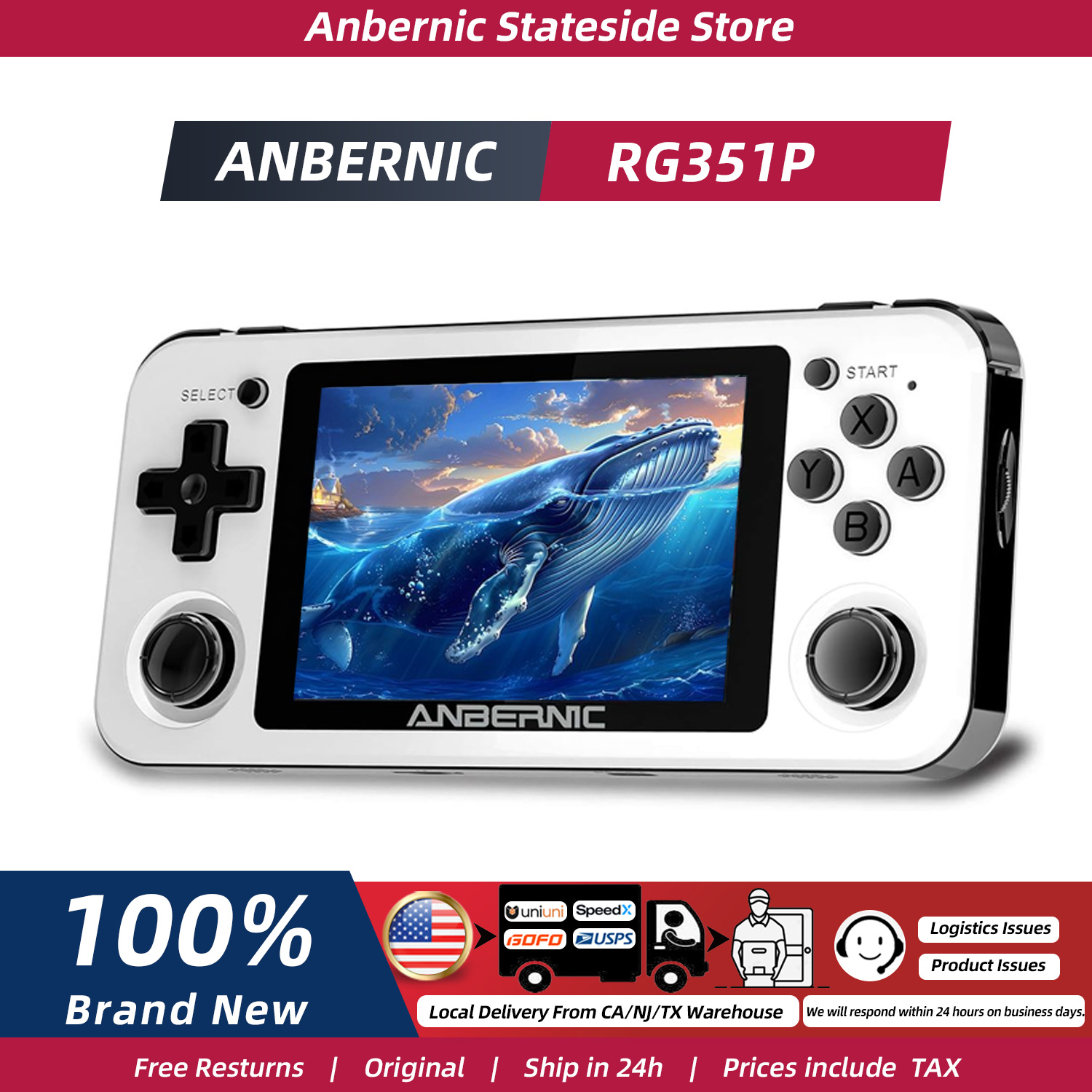 Retro Gaming Anbernic - ANBERNIC RG351P Handheld-Retro-Spielekonsole, 3,5-Zoll-IPS-Bildschirm, 64 G