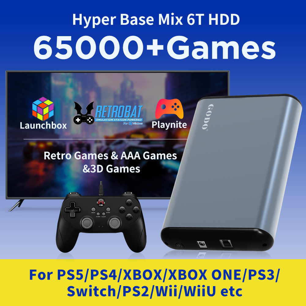 Retro Gaming Xbox - JMachen 6 TB tragbares Gaming-HDD-System 3-in-1-Retro-Spielekonsole