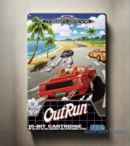 Retro Gaming Videos - Outrun Mega Drive Retro-Videospiel Metallposter Blechschild
