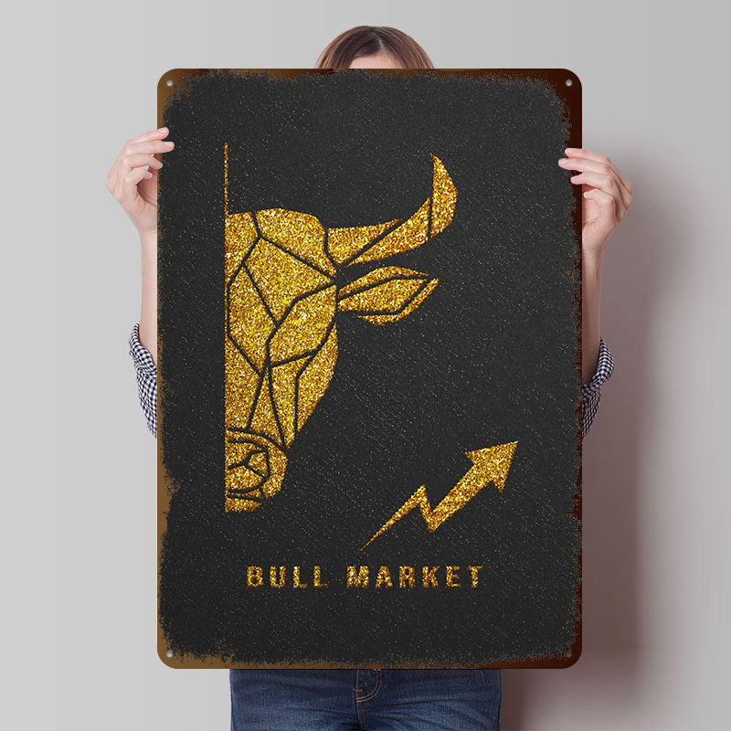 Retro Gaming Market - Golden Bull Market Gedrucktes Poster, personalisierte