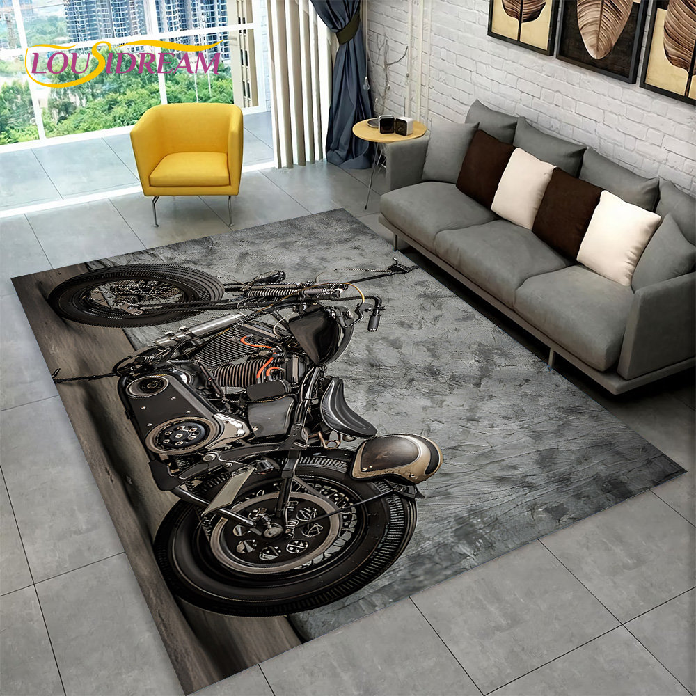 Retro Gaming Rug - 3D Retro Vintage Motorrad Bereich Teppich