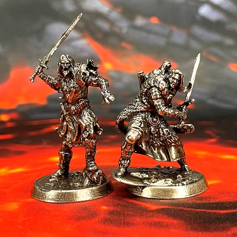 Retro Gaming Tv - Neues Fantasy-Metall-Miniatur-Set mit Dämonenkrieger, Handgefertigte Kupfernickel-Sammlerfiguren