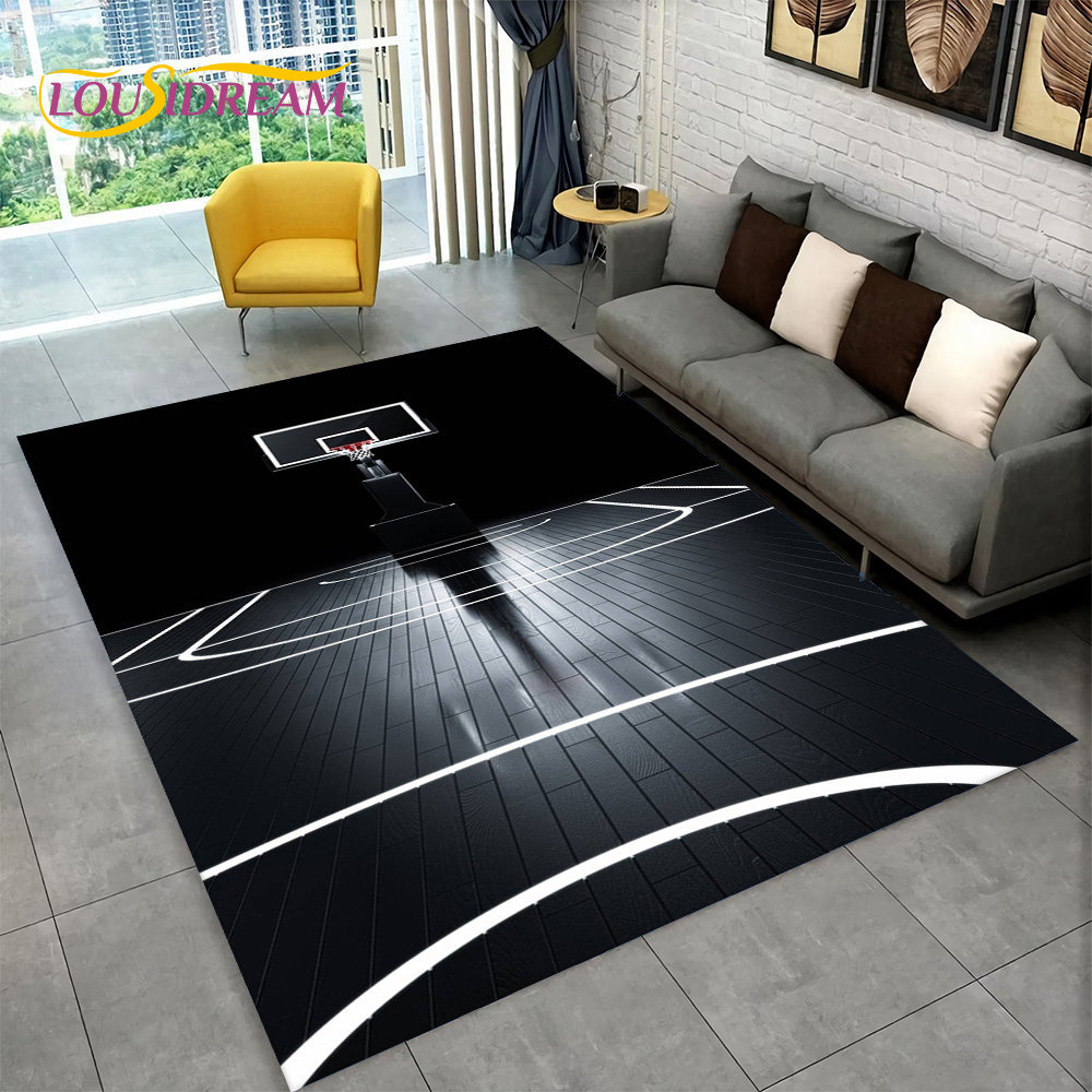 Retro Gaming Rug - 3D Basketball Cour Cartoon Bereich Teppich