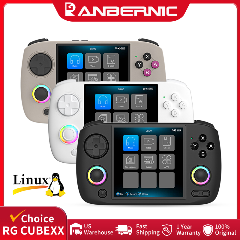 Retro Gaming Anbernic - ANBERNIC RG CubeXX Handheld-Spielekonsole, 3,95-Zoll-IPS-Bildschirm, 64-Bit-Linux-System,