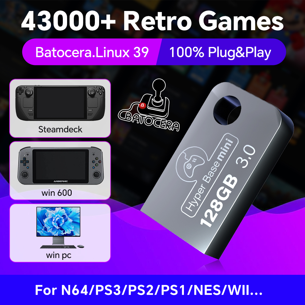 Retro Gaming Os - Batocera 128G USB-Flash-Laufwerk für Windows 43000,