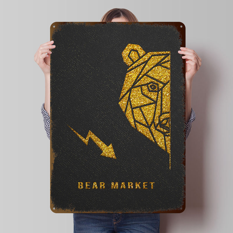 Gold Bear Market Metallposter  – Retro Gaming Market Bewertung und Preis