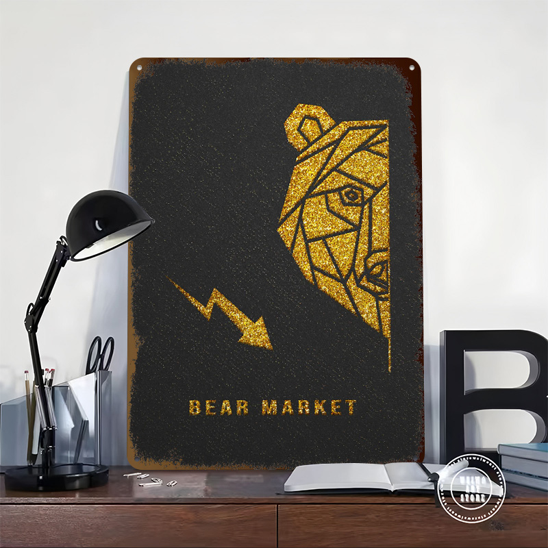 Gold Bear Market Metallposter  – Retro Gaming Market Bewertung und Preis