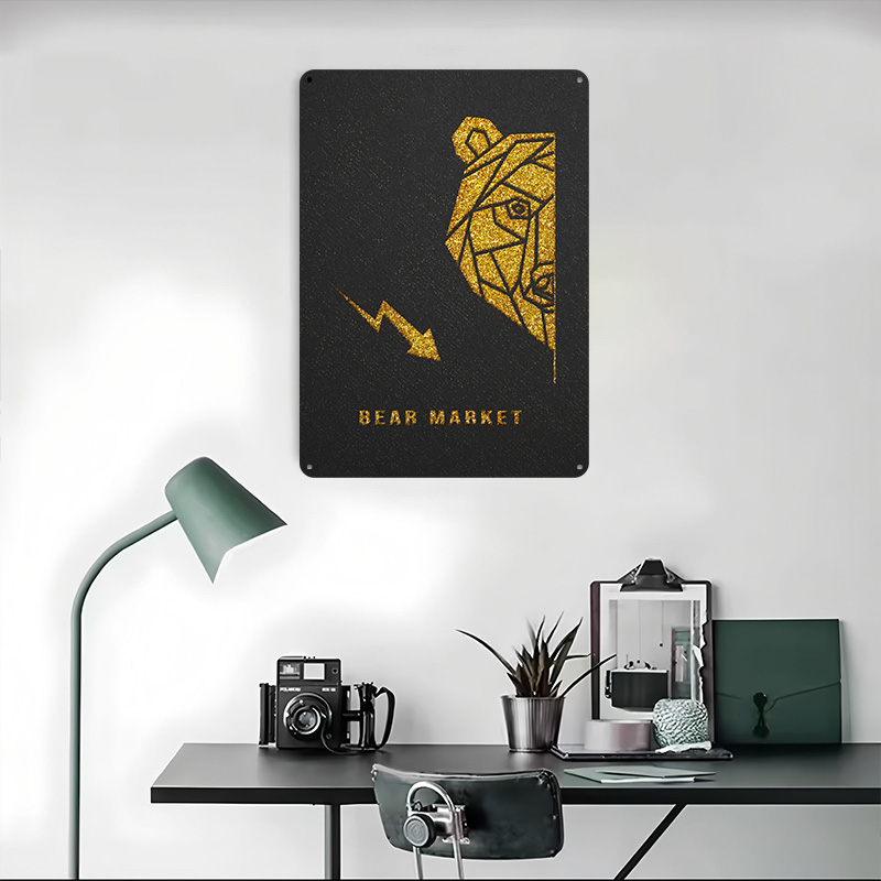 Gold Bear Market Metallposter  – Retro Gaming Market Bewertung und Preis